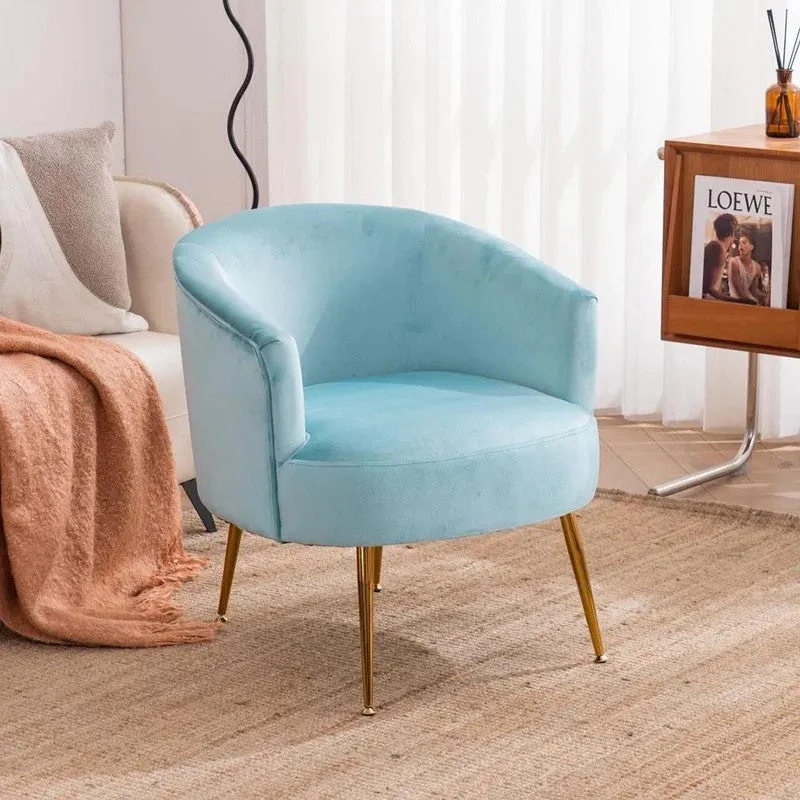 Bloomra Neem Wood Accent Chair - Blue media 3