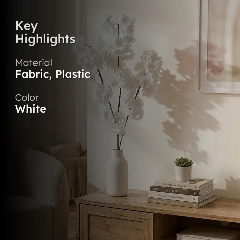 Blossira Cherry Blossom Fabric Arificial Flower - White media 2