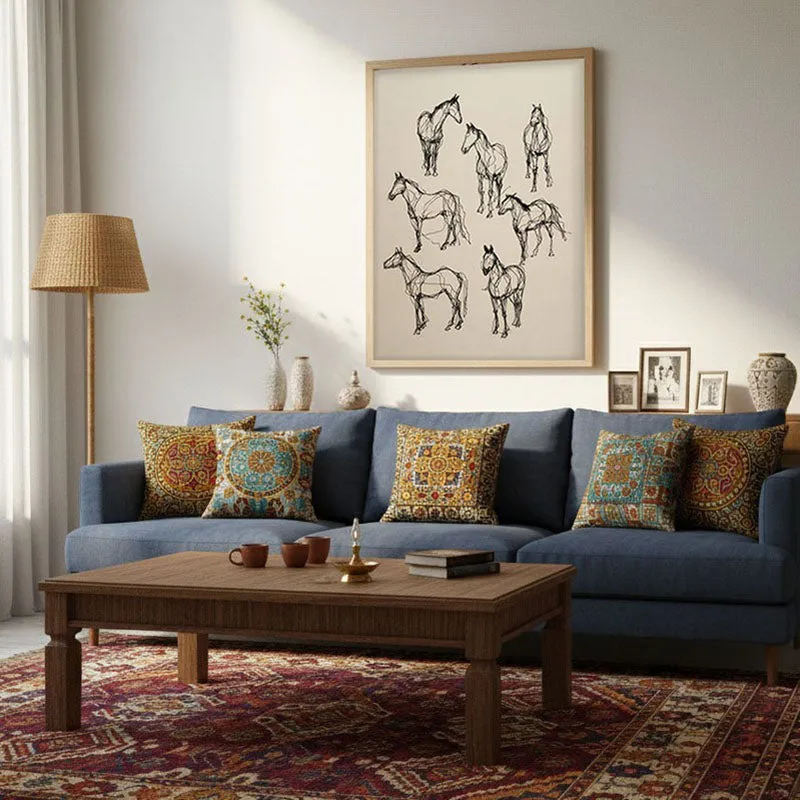 Contemporary Horse Wall Painting With Brown Frame media 3