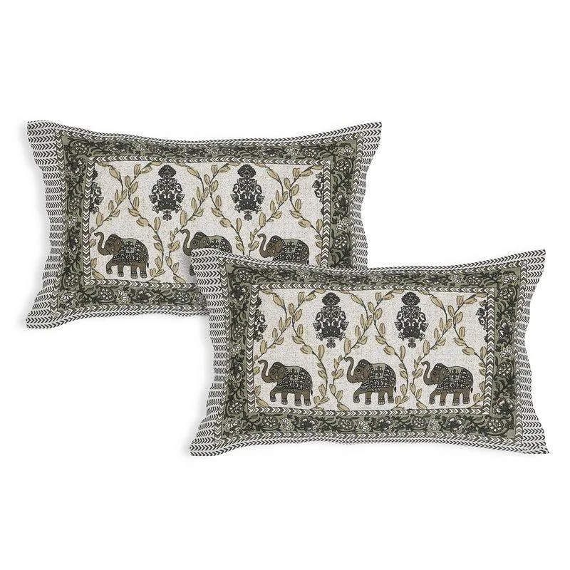 Tejas Ethnic Cotton Bedsheet (Grey) - 180 TC media 4