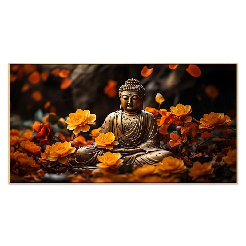 Sadaa Shanti Buddha Canvas Wall Painting With Frame media 5