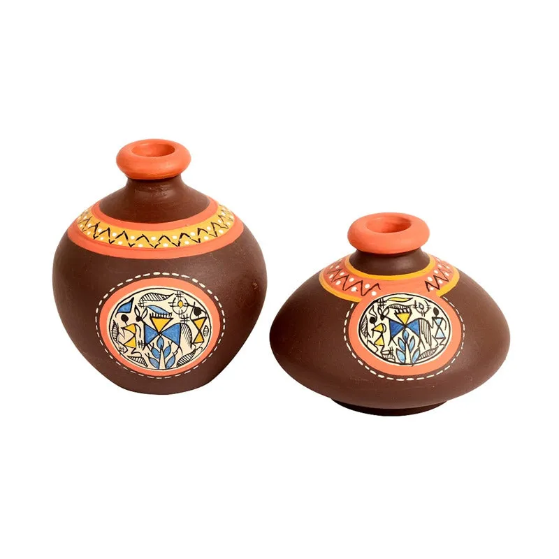 Karishma Terracotta & Wood Wall Shelve With Pot - Four Piece Set media 4