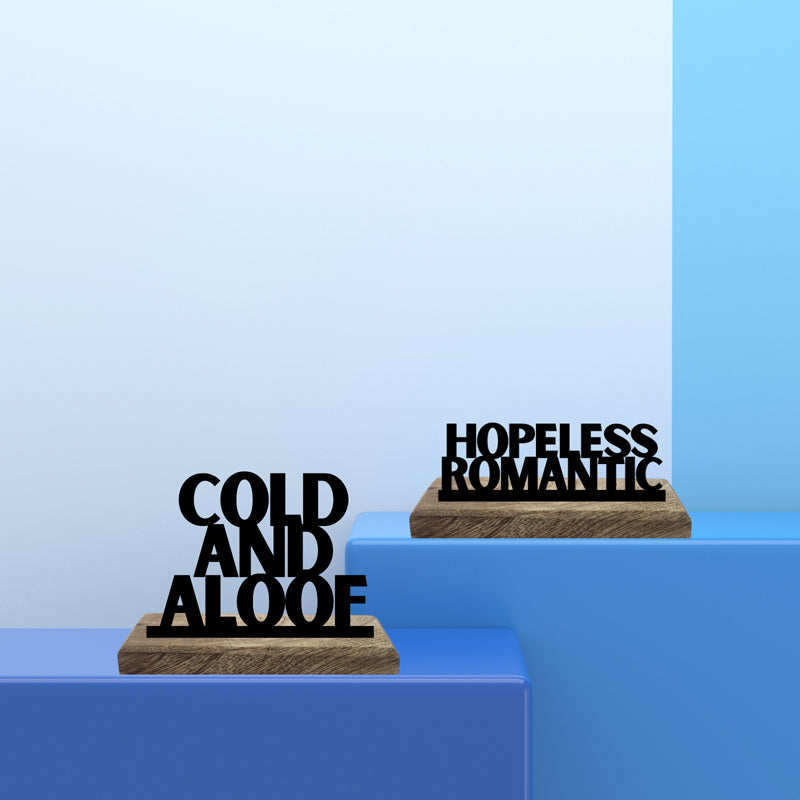 Hopeless Romantic Typography Showpiece - Set Of Two