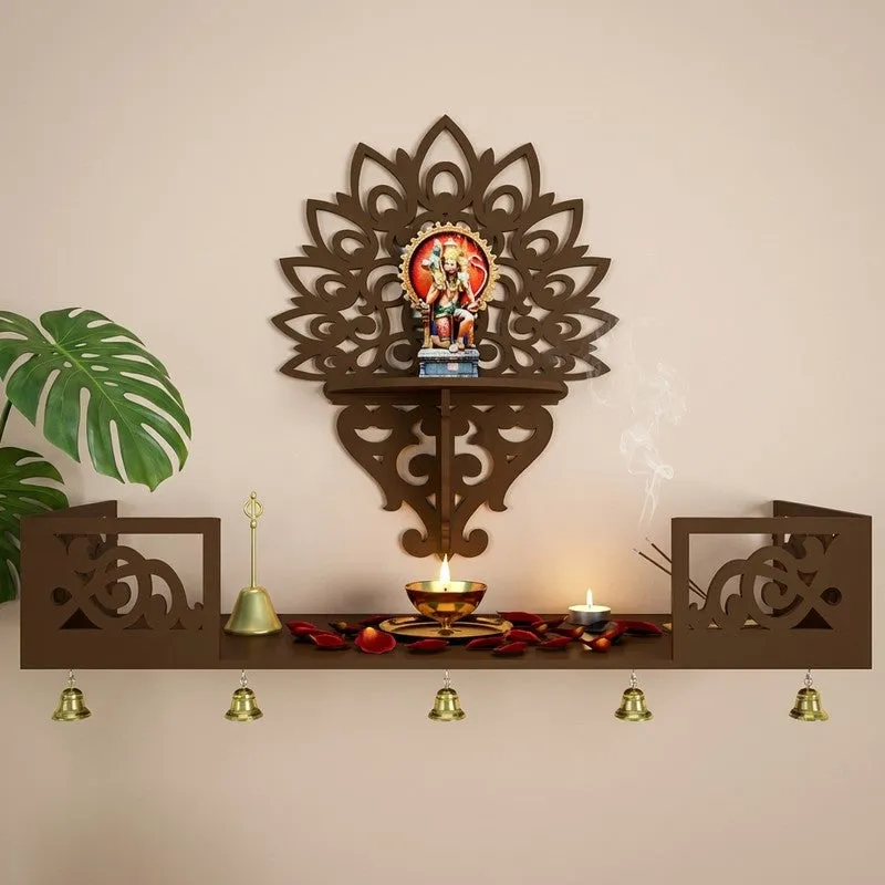 Prarthana Space Mandir with Shelf (Brown) media 1