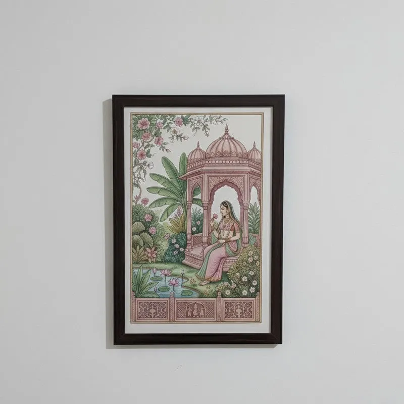 Vintage Pavilion Garden Wall Painting With Frame - Set Of Two media 5