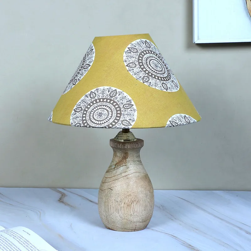 Mandala Merry Curve Printed Mango Wood Table Lamp - Beige,Yellow,White media 3