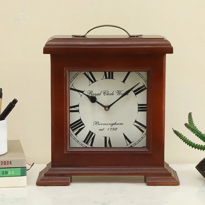 Sorien Silent Wooden Table Clock - Brown media 1
