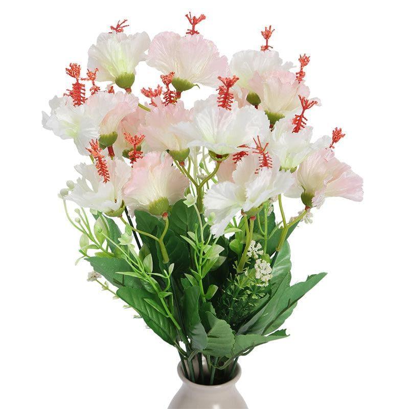 Faux Hibiscus Floral Bunch (White) - Set Of Two media 4