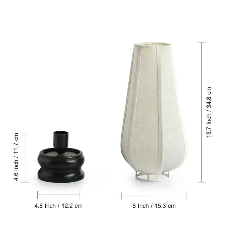 Ashru Handcrafted Mango Wood Table Lamp - Black,White media 5