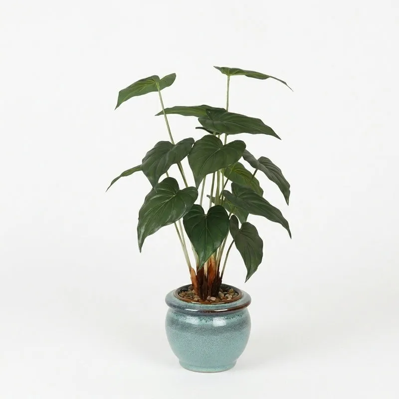 Faux Alocasia Bonsai In Ceramic Pot (59 cms) - Turquoise media 5