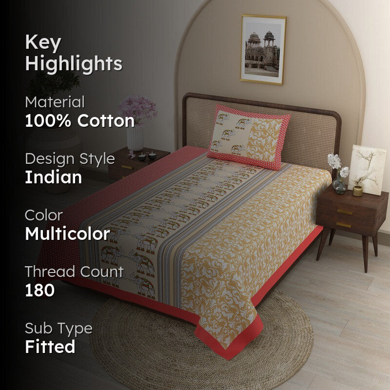 EliteDream Cotton Bedsheet (Red) - 180 TC media 2