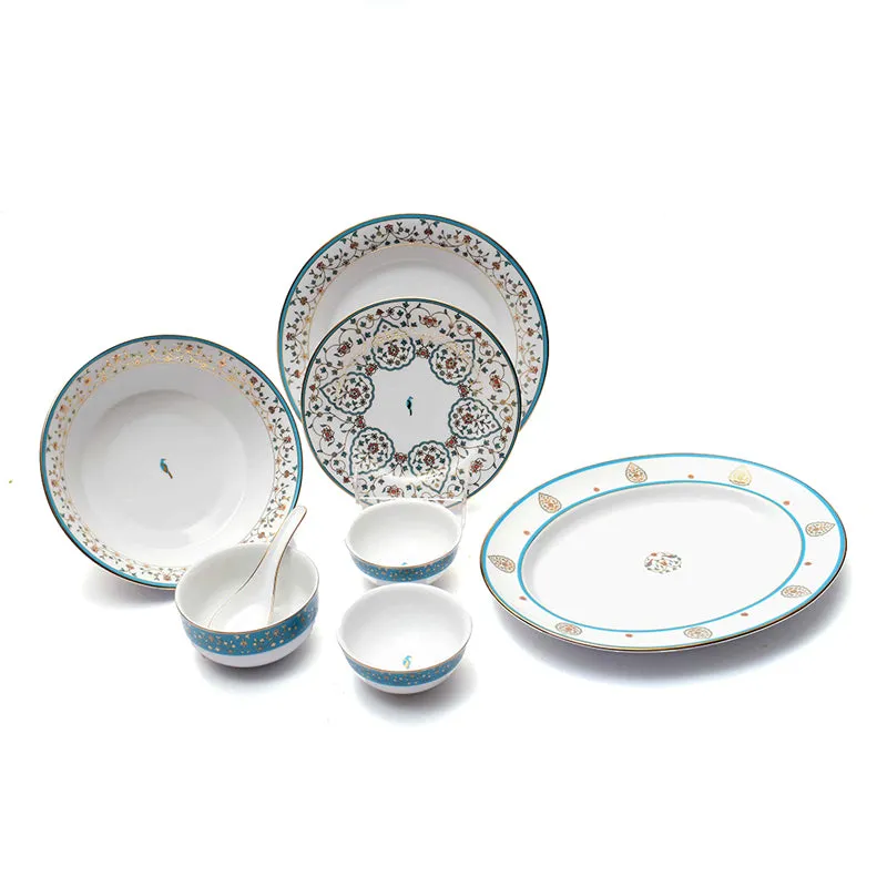 Gilded Mavi 24k Gold Brushed Porcelain Dinner Set - 33 Piece Set media 5
