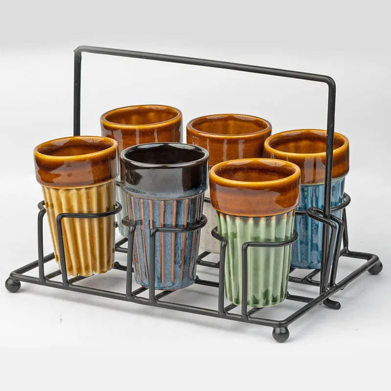 Aria Handmade Khulhad With Stand (110 ML) - Seven Piece Set media 3
