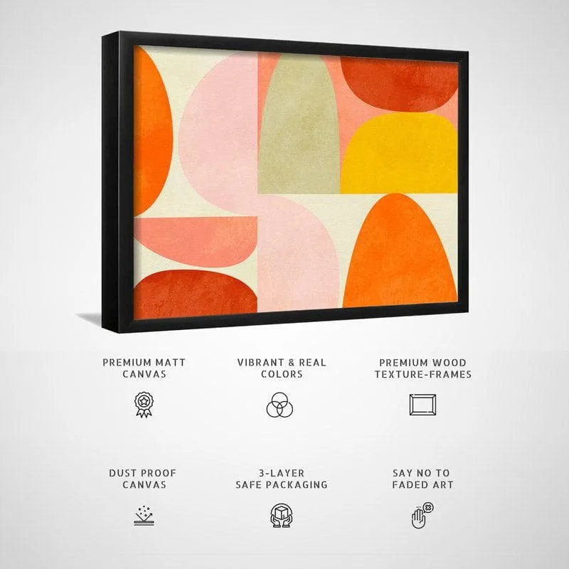 Warm Pastel Geometry Canvas Wall Painting - Black Frame media 5
