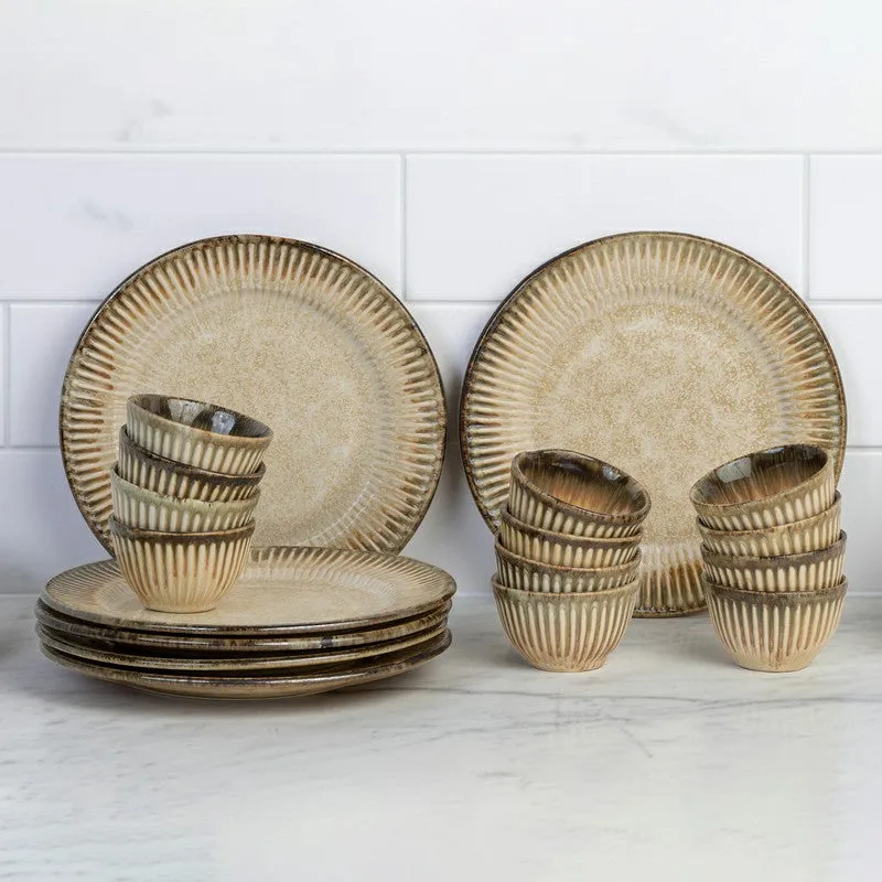 Rustic Beige Ceramic Dinner Set - 18 Piece Set media 1
