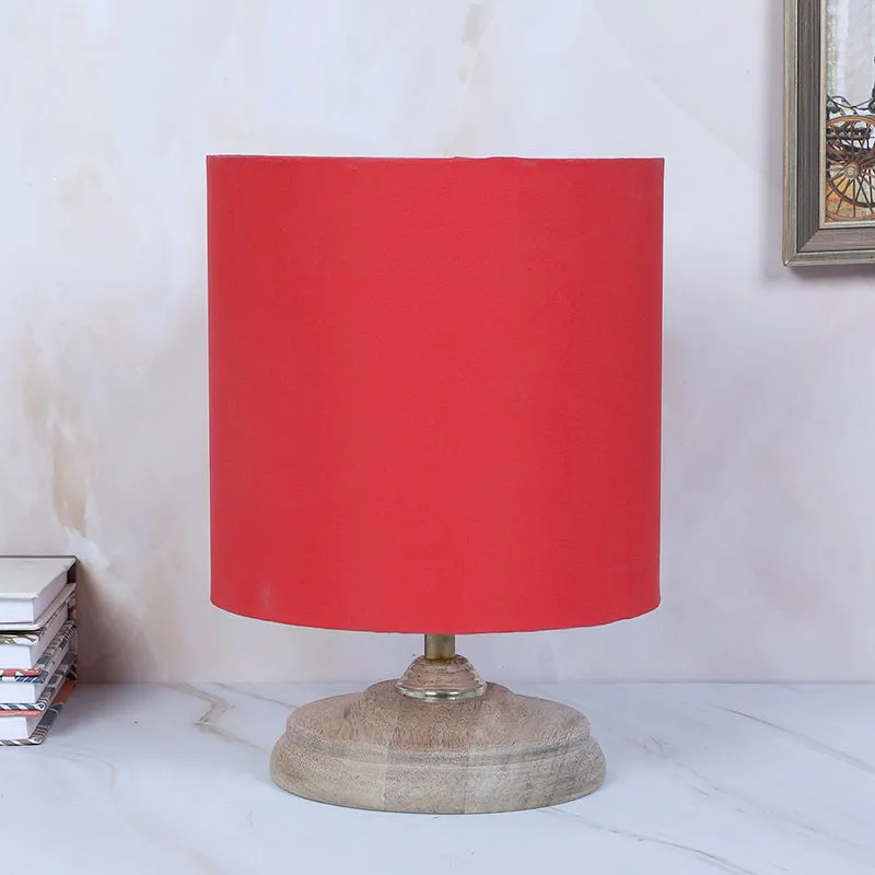 Bisara Pebble Solid Mango Wood Table Lamp - Red, Brown media 3