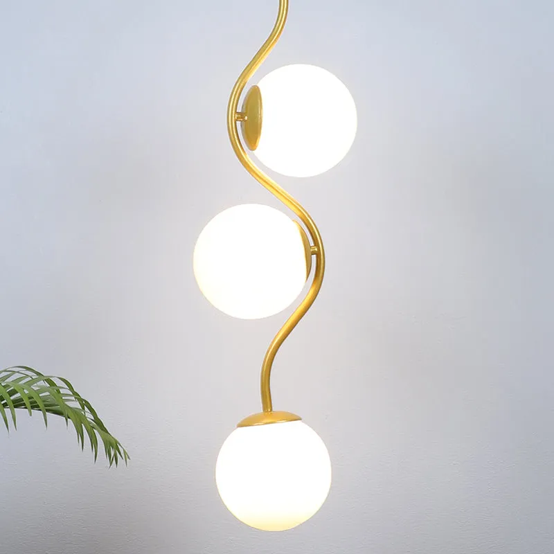 Pearl Trio Iron Moon Ceiling Lamp - Gold & White media 3