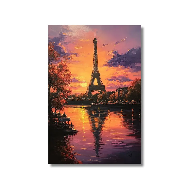 Eiffel Sunsets Wall Painting media 3