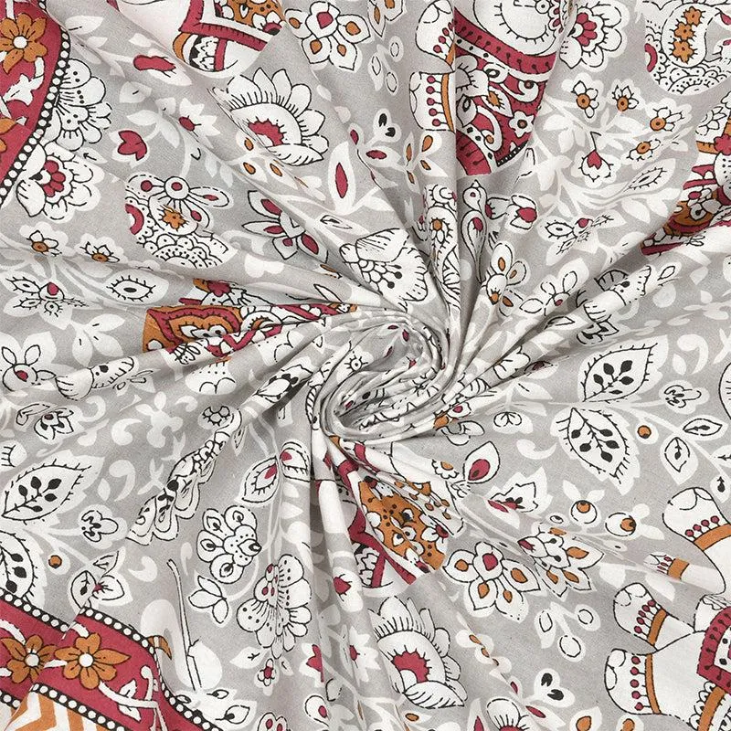 Yantra Ethnic Cotton Bedsheet (Grey) - 180 TC media 3