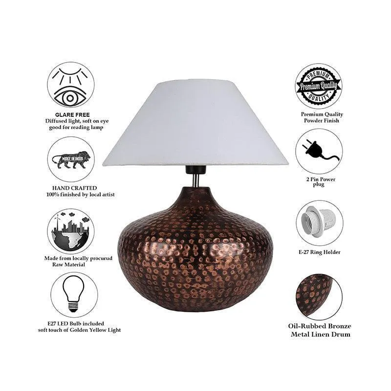 Nihita Fabric Table Lamp - White,Bronze media 6