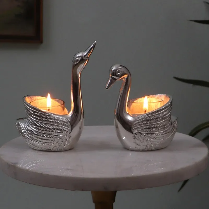Royal Swan Tealight Candle Holder (Silver) - Set Of Two media 3