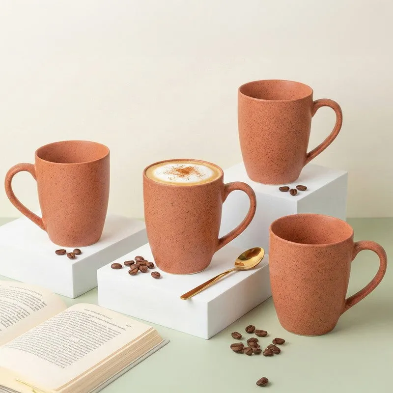 Sip & Style Ceramic Coffee Mug (Persian Orange/300 mL Each) - Set Of Four media 1