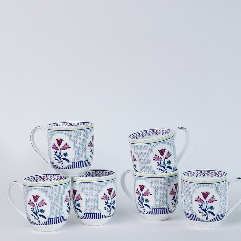 Magique: Bouquet Tulip Garden Fine China Mug (200 mL Each) - Set of Six media 4