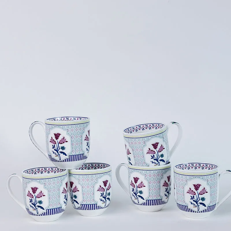 Magique: Bouquet Tulip Garden Fine China Mug (200 mL Each) - Set of Six media 4