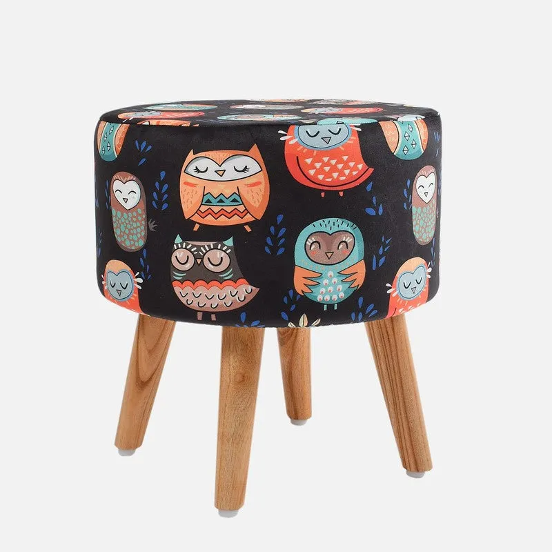 Avira Owl-print Velvet Ottoman - Multicolor media 3