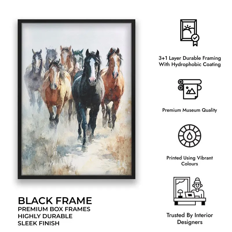 Running Horse Symphony Wall Painting With Black Frame media 10