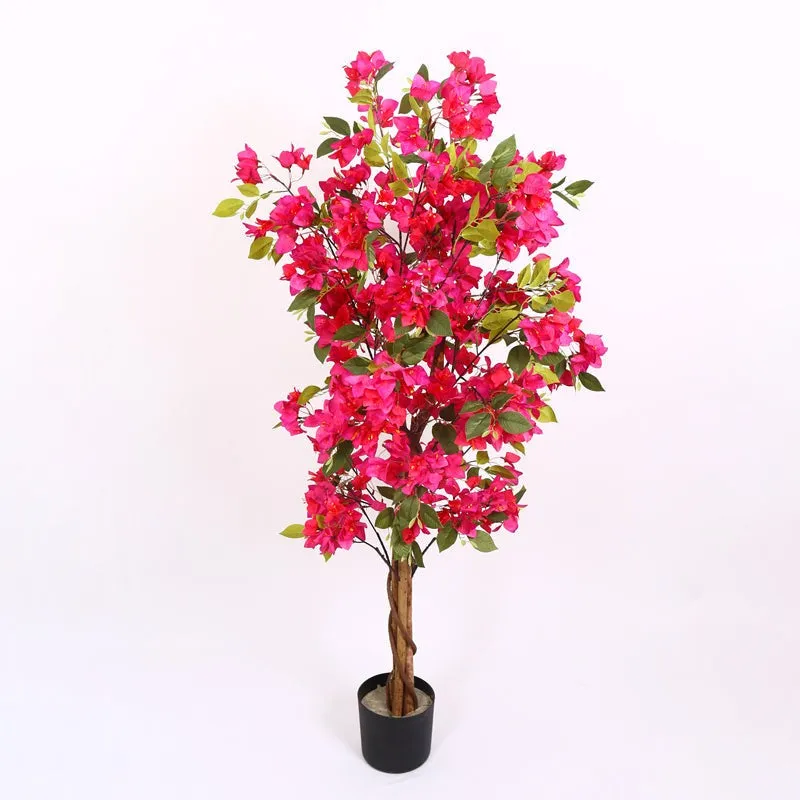 Verdiq Artificial Bougainvillaea With Black Plastic Pot - 5 Feet media 5