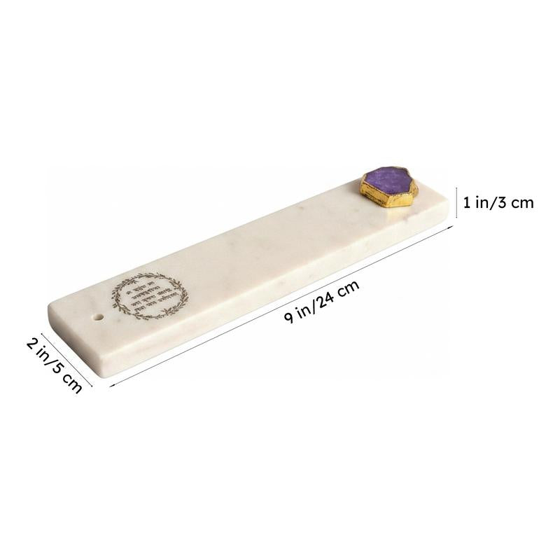 Gayathri Mantra Marble Incense Holder With Agate Plating - Purple media 6