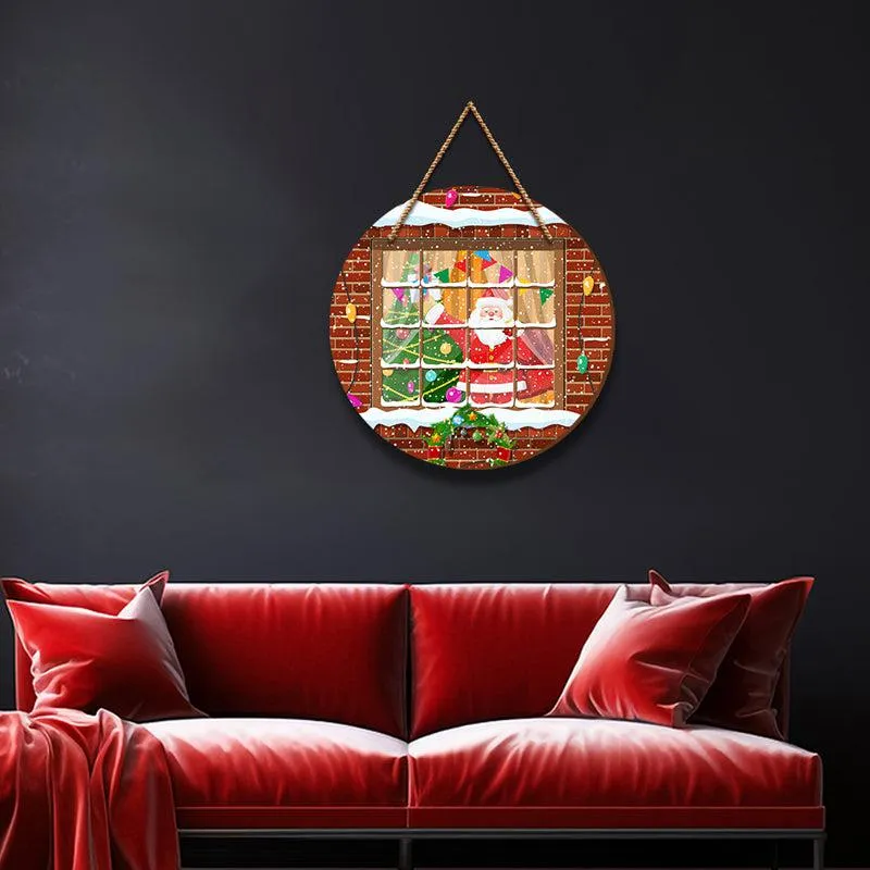 Santa's Sneak Peek Christmas Wood MDF Wall Hanging media 1