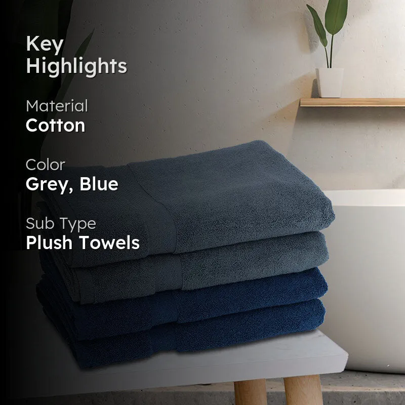 Miorah Bath Towel (Grey & Dark Blue) - Set Of Four media 2