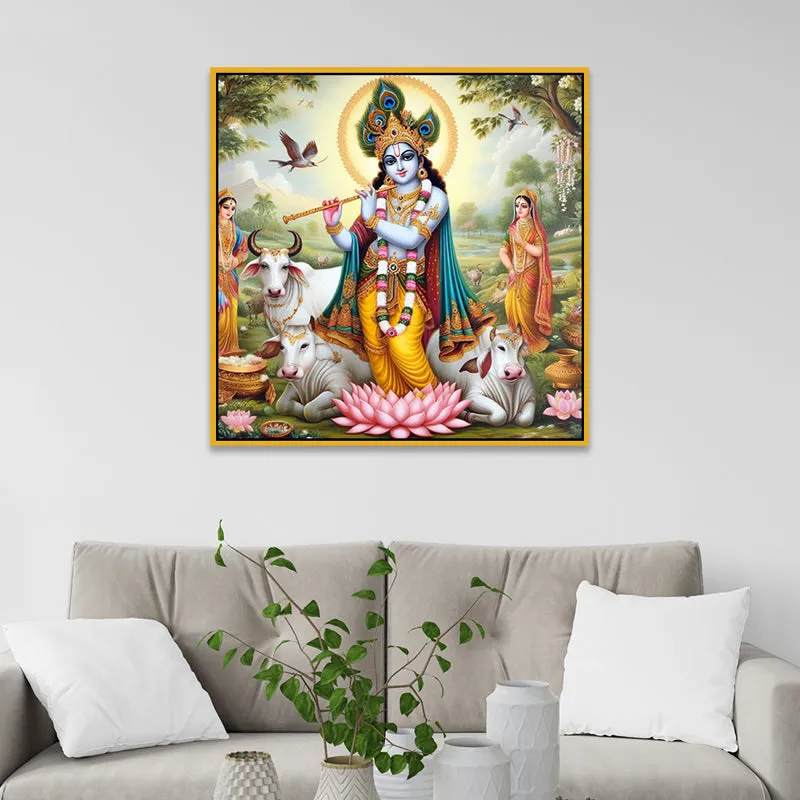 Vibrant Gopala Canvas Wall Art With Frame media 4