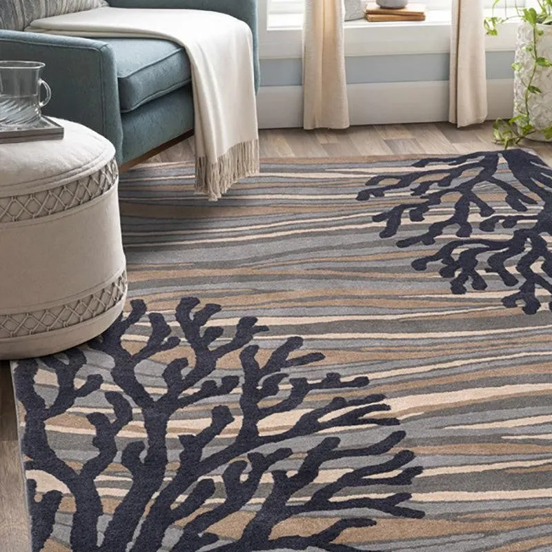 Coral Hand Tufted Dream Abstract Wool & Nylon Carpet - Blue media 3