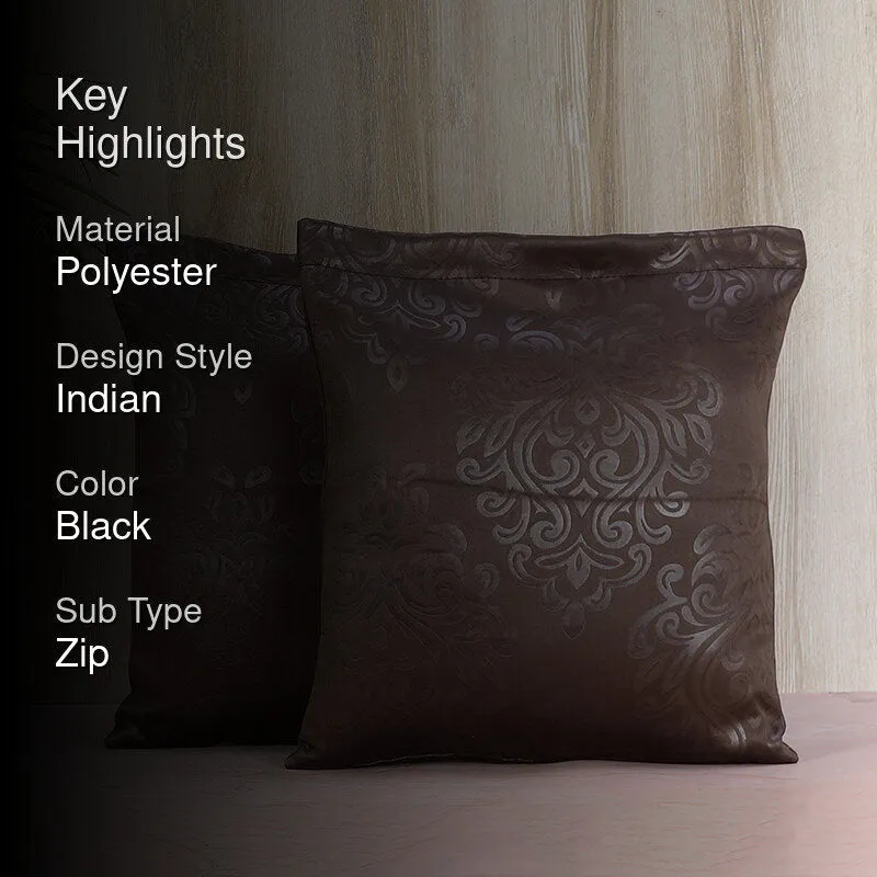 Swayam Basik Printed Cushion Cover (Black) - Set of Two media 2