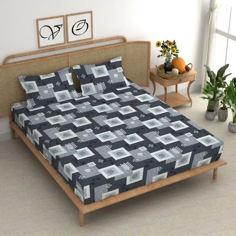 Thelma Printed Microfiber Bedsheet (Denim Blue) - 180 GSM media 3