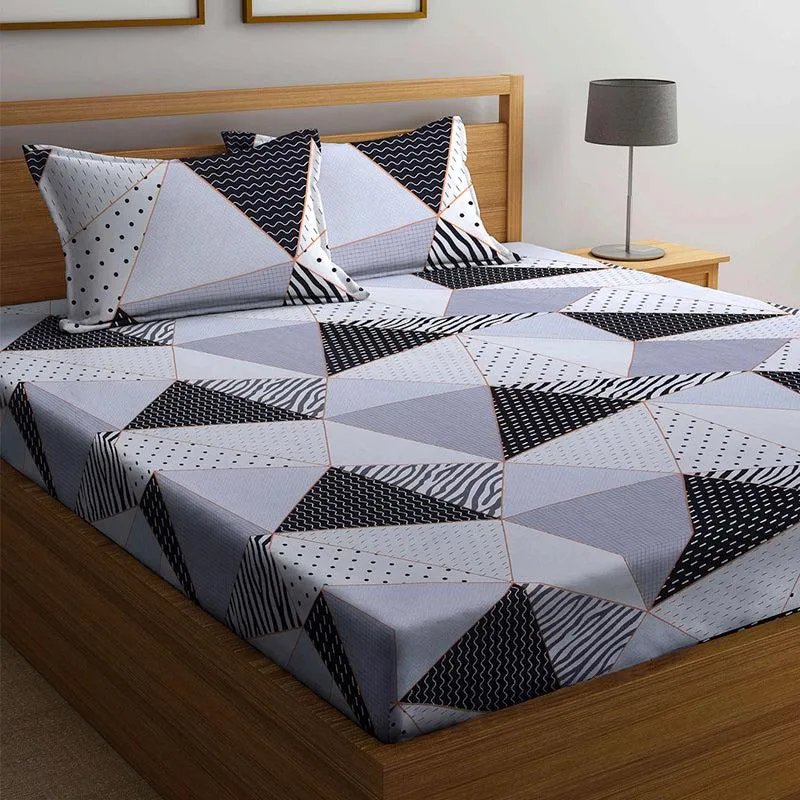 Archie Geometric PolyCotton Bedsheet  - 150 GSM media 4