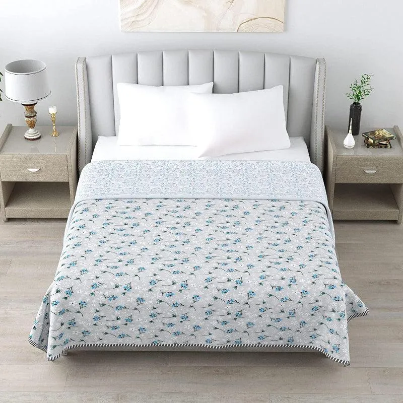 Sindhi Floral Reversible Cotton Dohar (Grey) - 180 GSM media 1