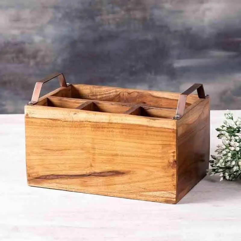 Cedar Cutlery Holder - Brown & Bronze media 5