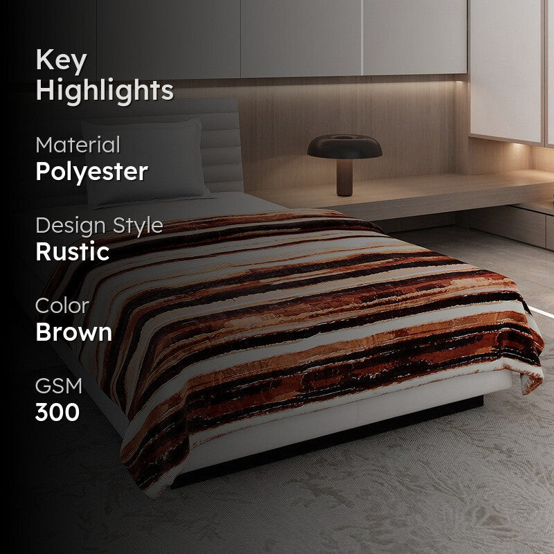 Monte Carlo Linear Printed Polyester Blanket (Brown) - 300 GSM media 2