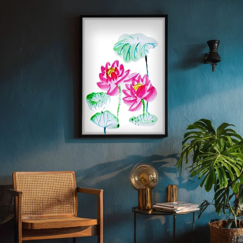 Lotus Scribbles Archival Paper Wall Art With Frame media 5