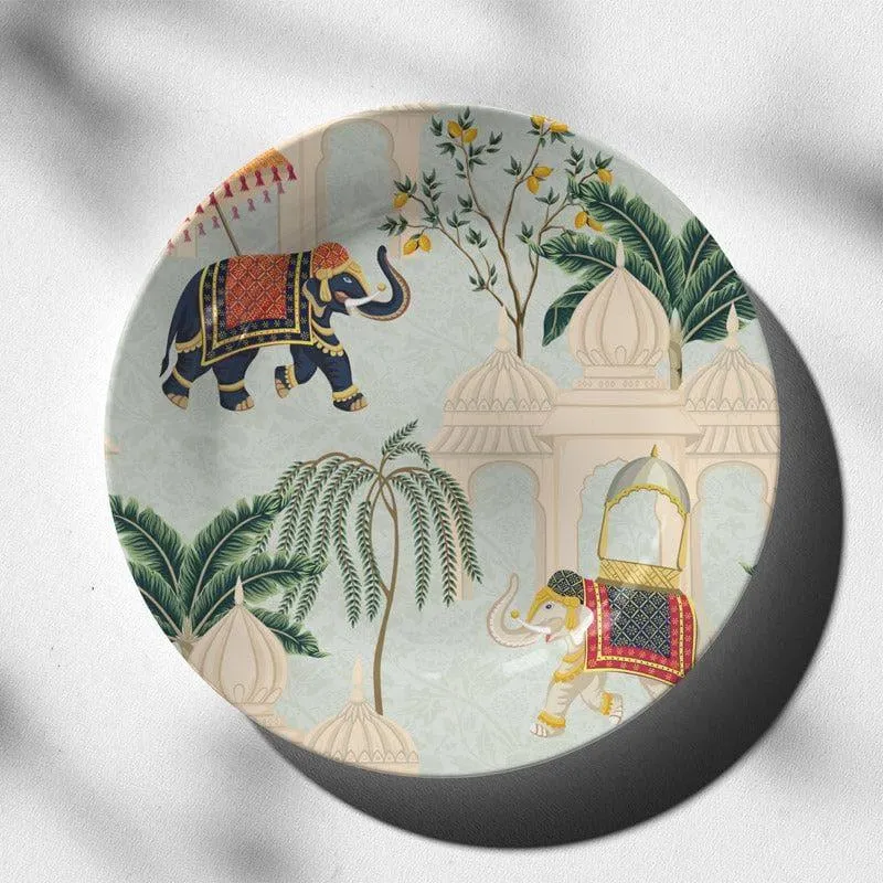 Indian Elephants Heritage Hues Wall Plate media 1