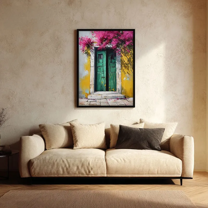 Bougainvillea Bliss Canvas Wall Painting - Black Frame media 1