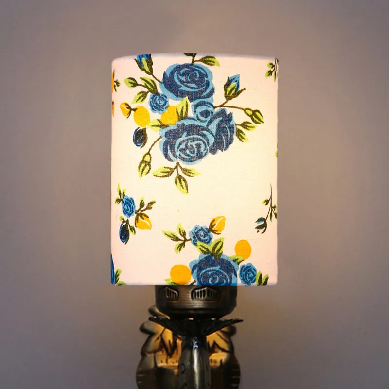 Ziada Stiva Blue Fleur Cylindrical Fabric & Metal Wall Lamp - Pink media 4