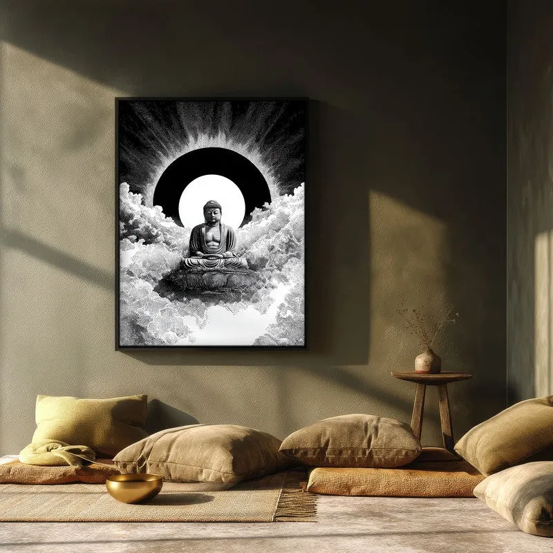 Buddha Calm Aura Wall Painting With Black Frame media 3