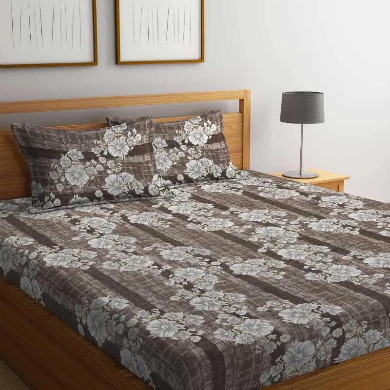 Moonbeam Magnolias Fitted Microfiber Bedsheet - 300 GSM media 1