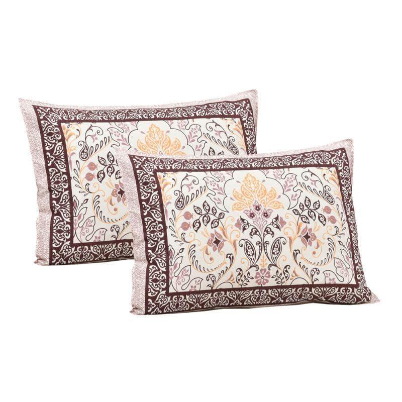 Mughal Jaali Printed Cotton Bedsheet (Purple,Beige) - 120 TC media 4
