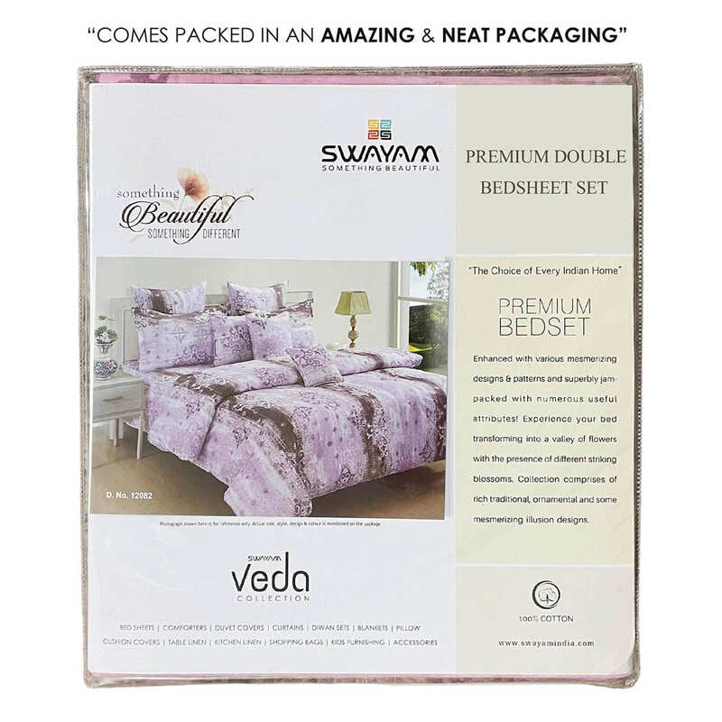 Swayam Vismit Ethnic Cotton Bedsheet (Purple) - 160 TC media 8